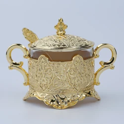 2022 Arabic Turkey Decorative Kitchen Canister  Floret Round Sugar Cup With Spoon
