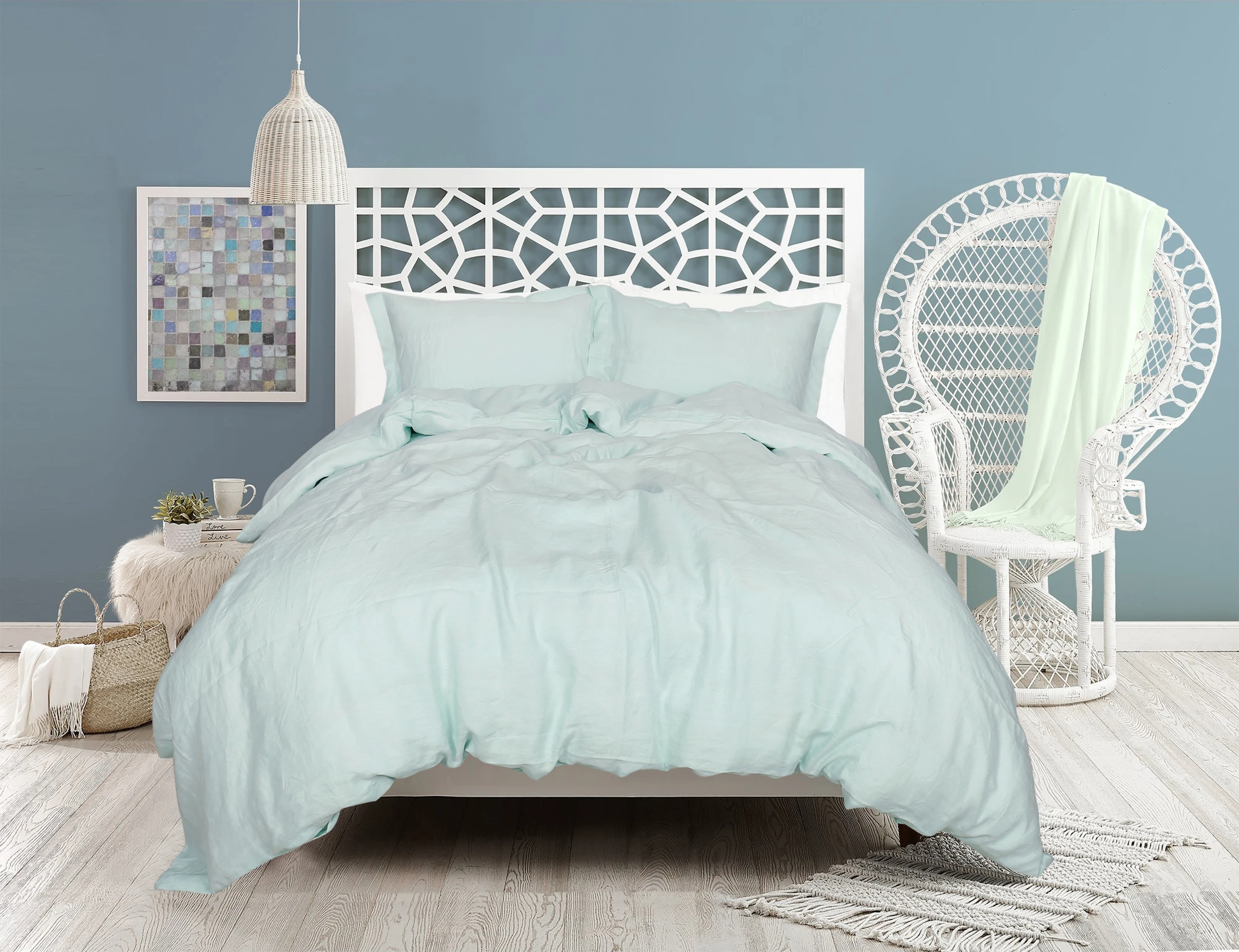 OEKO-TEX  Flax linen bed sheet linen duvet cover  pink color  with hemp bedding 100% French flax linen bedding set