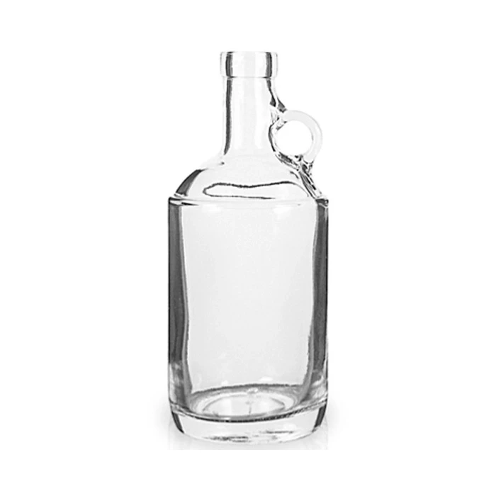 750ml Glass Bottles, Clear Glass Moonshine Bottles W/ Stained Wood Bar Tops & Natural Corks