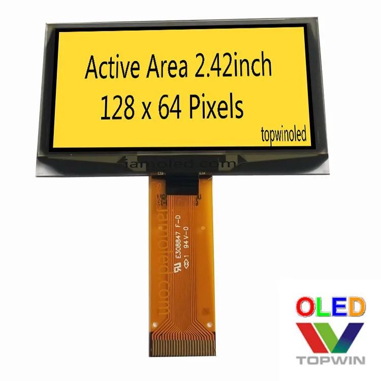 Professional manufacture of 2.42 inch parallel port SPI I2C yellow 24 pin OLED display