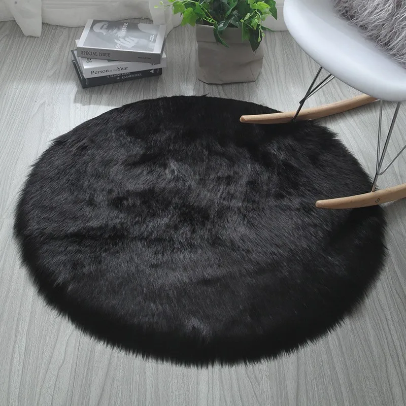 Wool Imitation Sheepskin Rugs Faux Fur Non Slip Bedroom Shaggy Carpet Mats