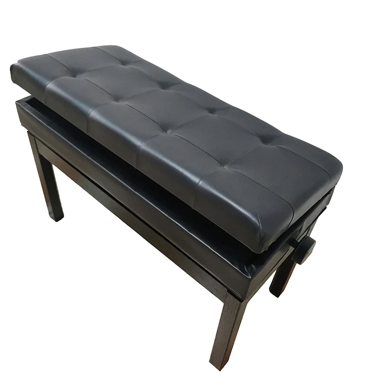 Classical Double Piano Stool Duet Keyboard Bench Storage Wide Seat Faux Leather Black Piano Stool Bench