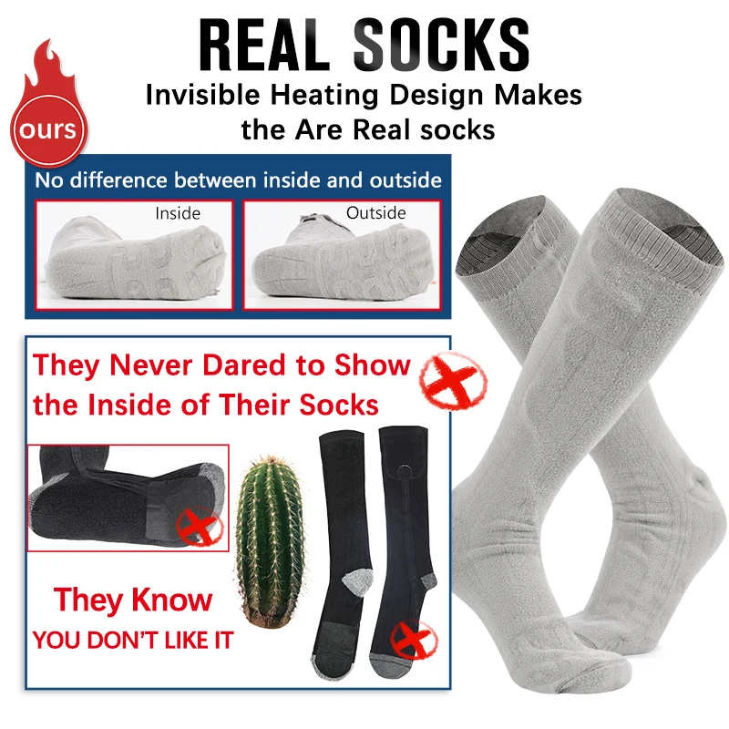 Remote Controlled 3.7V 4000mAh liion Batteries Fluffy Heated Socks Thick Outdoor Ski Hiking Cozy Socks for men women