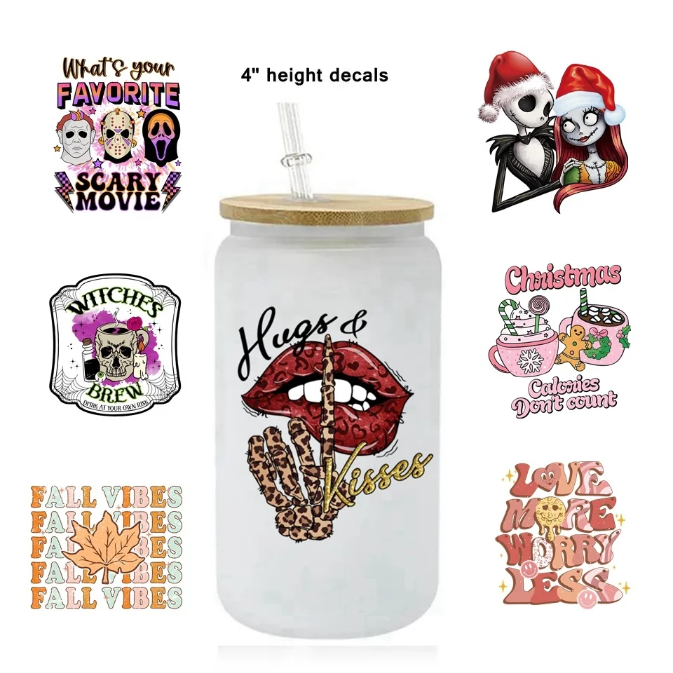 100+Custom Print Father Day Mother 3D UV DTF Cup Decals 3Inch Wide Affirmation Seasonal Love UV DTF Decal Wrap Transfer Stickers