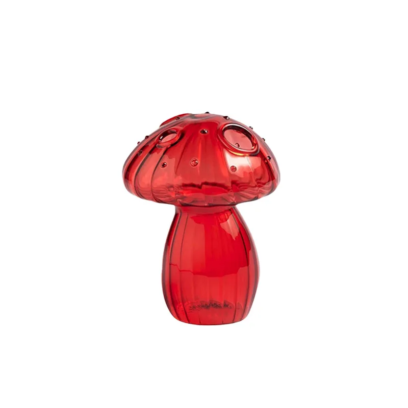 Glass Colorful Mushroom Vase Nordic Style Indoor Home Decor Hydroponic Plant Flower Arrangement Ornament Room Desktop Decoration