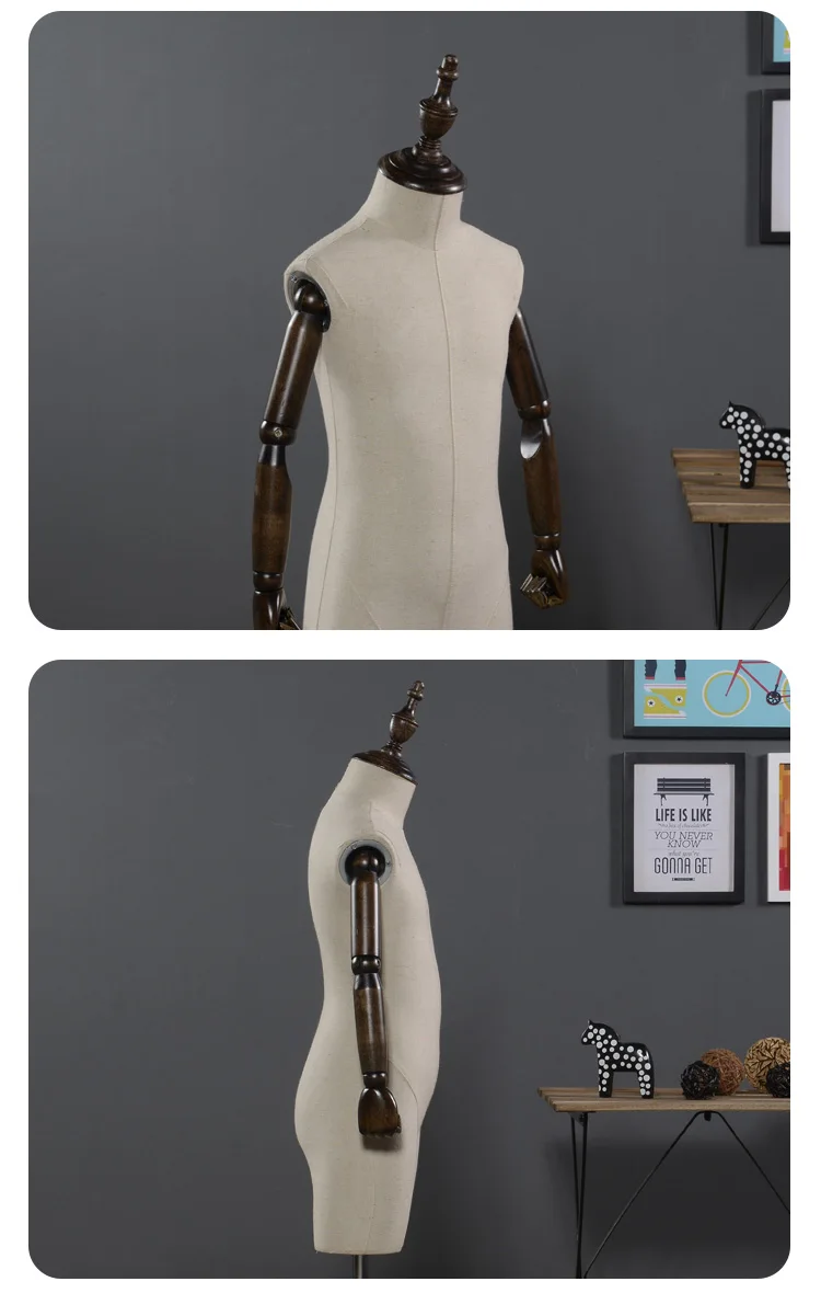 Fashion kids torso for window display child half body display mannequin with arms
