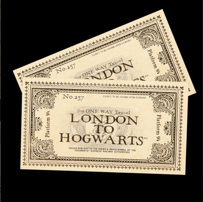 2023 Factory Wholesale London to Hogwarts Platform 9 3/4 train ticket MOQ 1 Piece