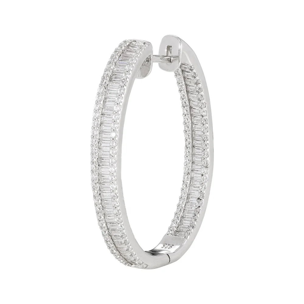 Hot Sale English lock Hoop Earrings for women big Hoop Earrings New Fashion Jewelry with White Zircons 925 Silver Earring