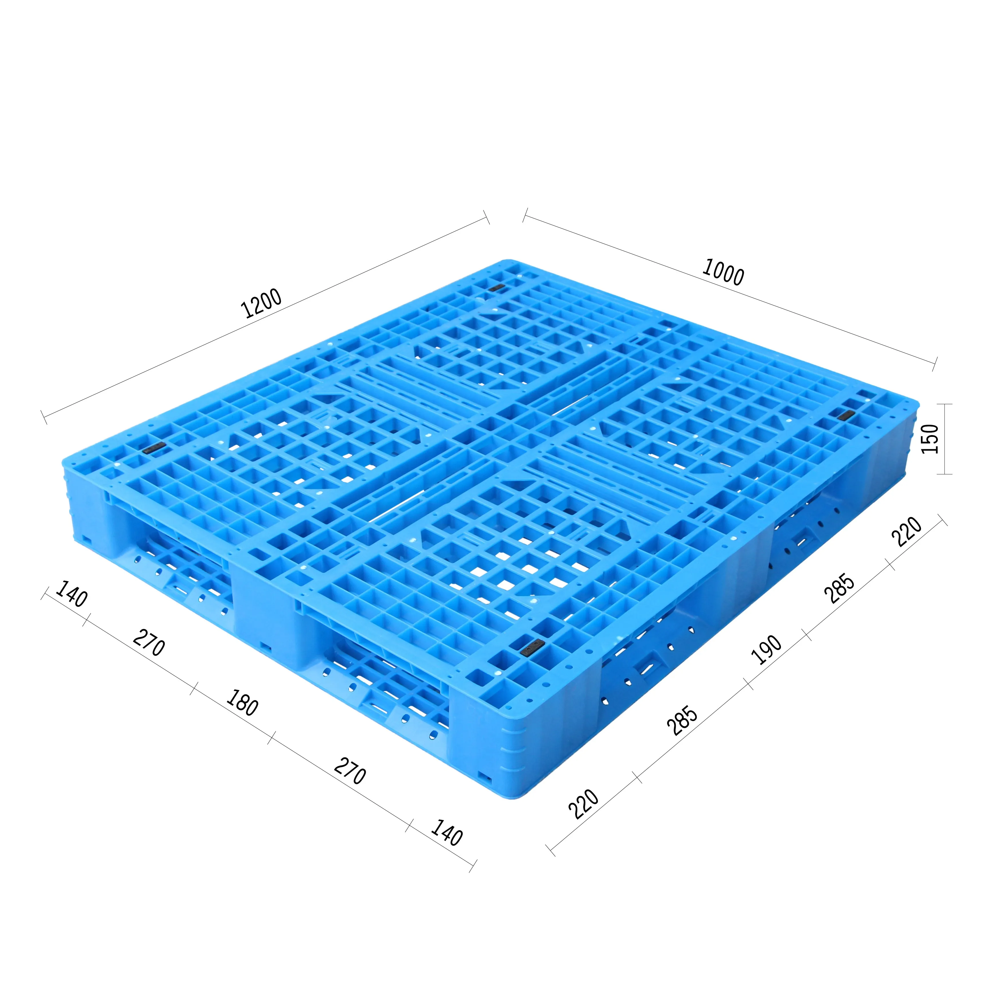 1200x800 мм HDPE шесть полозьев стальной армированный пластиковый поддон для складских TP-1208WT