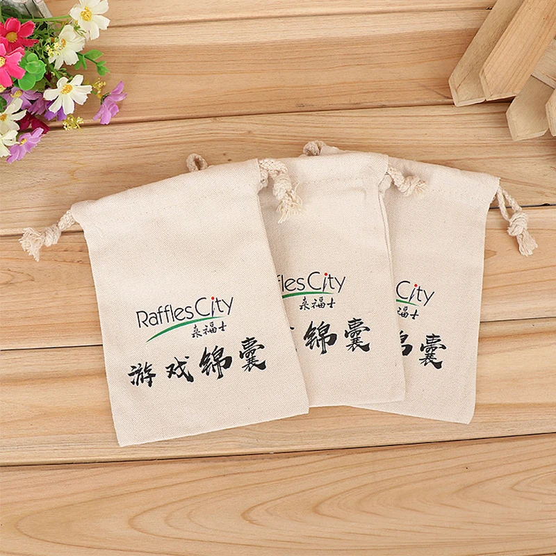 Eco friendly biodegradable cotton bags drawstring small cotton muslin pouch cotton drawstring gift bag with custom logo design
