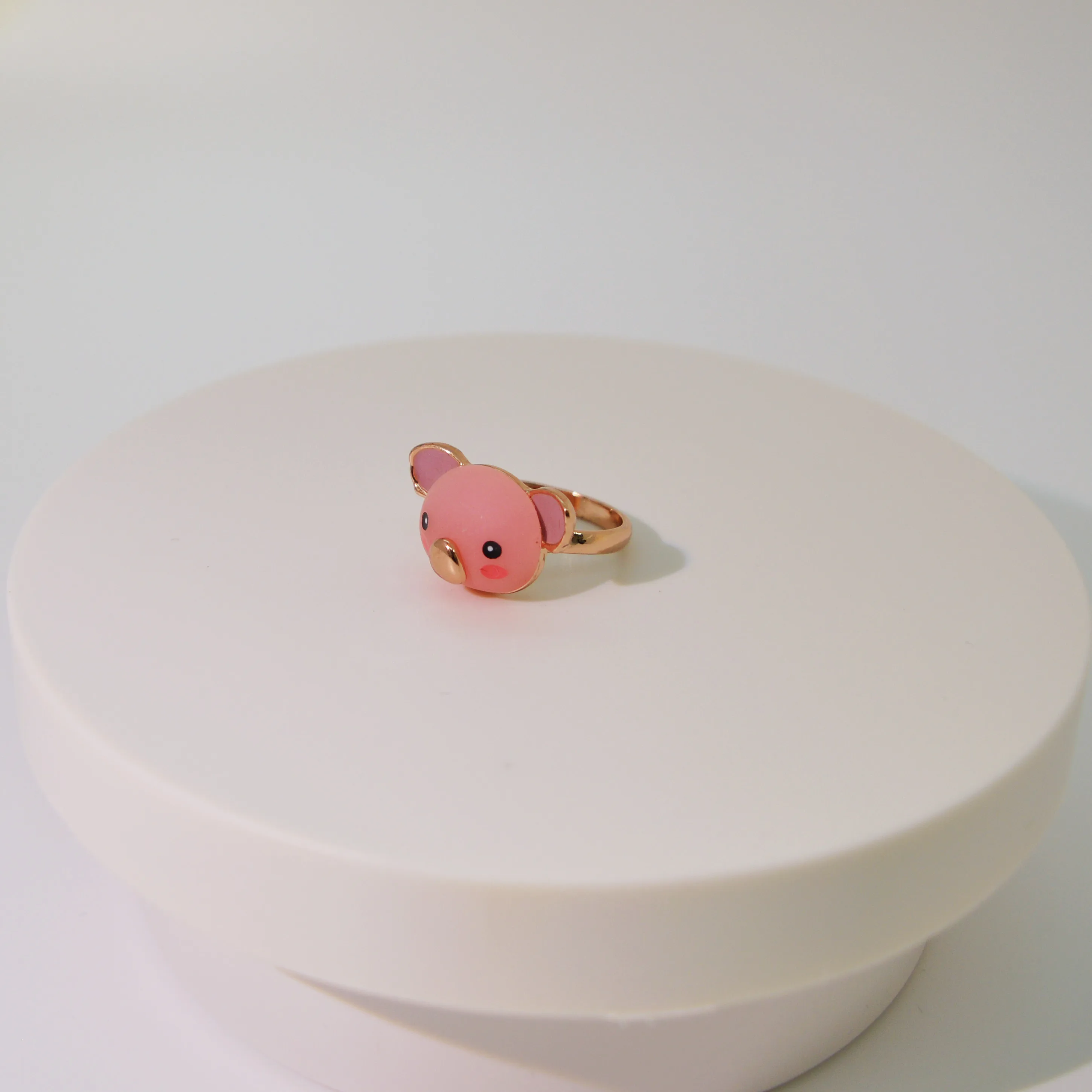 Factory Wholesale  Japanese And Korean Little Clear Pink Piggy Ring Jewelry Girl Ring