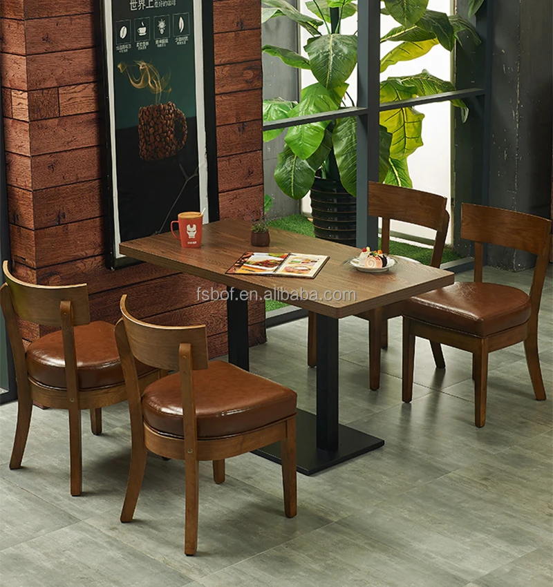 Cheap restaurant bistro tables chairs cafe table wood dining chair coffee shop furniture