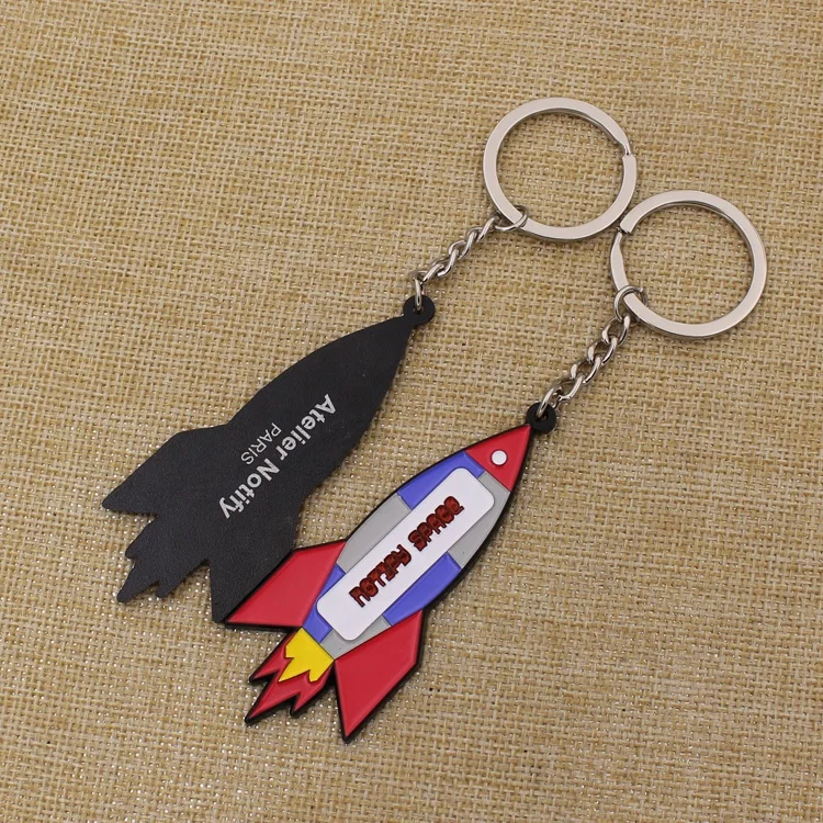Promotion wholesale new design rocket shape metal keychain