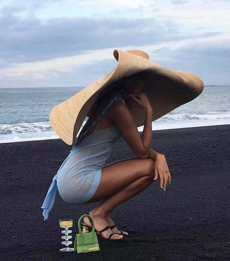 80CM Sombrero de paja para mujer Oversized eaves along sunshade Sun hat Sun (1600723345657)