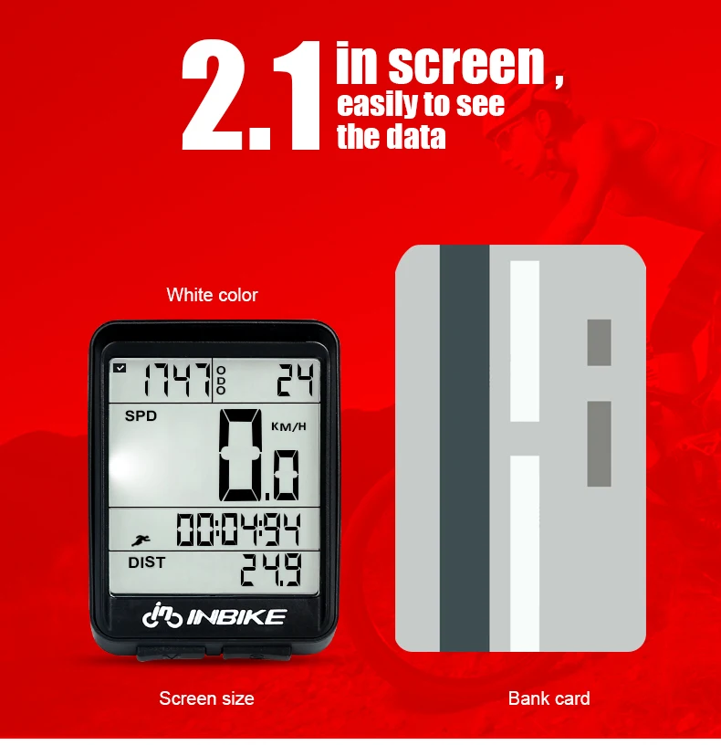 LED Digital Wireless Bike Speedometer Backlight  2.1in Waterproof Mountain Road Bicycle Computer Stopwatch