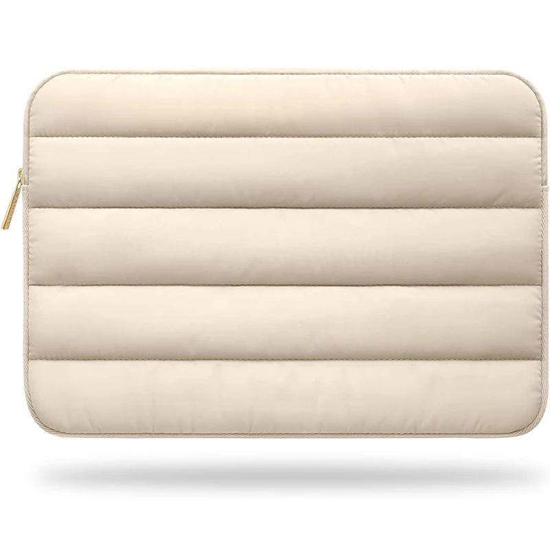 Custom Lightweight Beige Cute 13 14 Inch Puffy Laptop Sleeve Carrying Case Laptop Cover for Women
