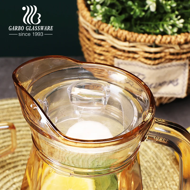 1200ml Pitcher with Convenient Handle and Lid Glass Carafe Set for Cold Drinks Juice Durable Glass Jug Set with 1 Jug 4 Cup