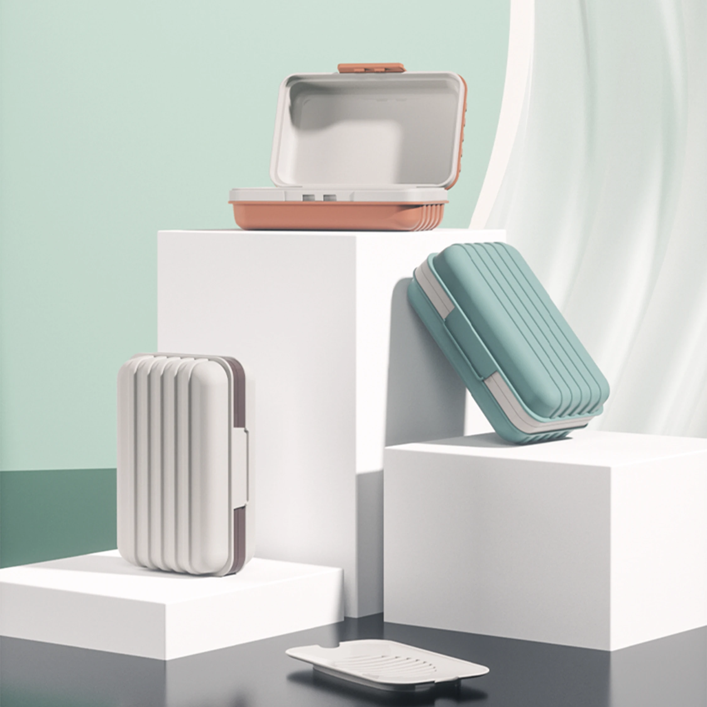 eco friendly kitchen soap self draining bathroom soap box with lid travel drain plastic dish soap holder