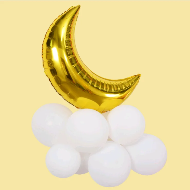 Custom 28 inch moon shape foil balloons birthday party decoration atmosphere balloon star shape thin version of the moon