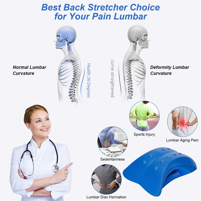 Pu Memory Foam Lumbar Traction Cushion Neck Traction Devices For Pain Relief Lower Back Neck Massage Stretcher