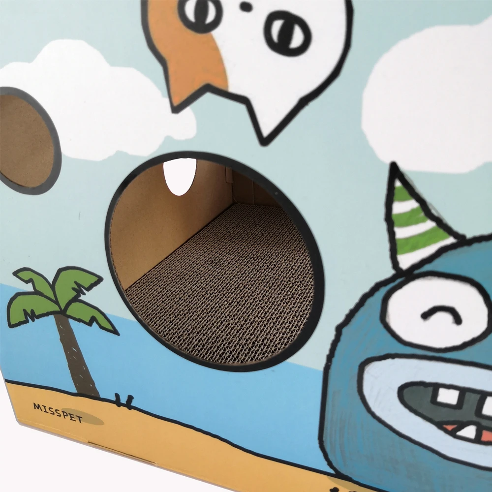 Quality cardboard cat scratcher cat box scratching sleeping cat house
