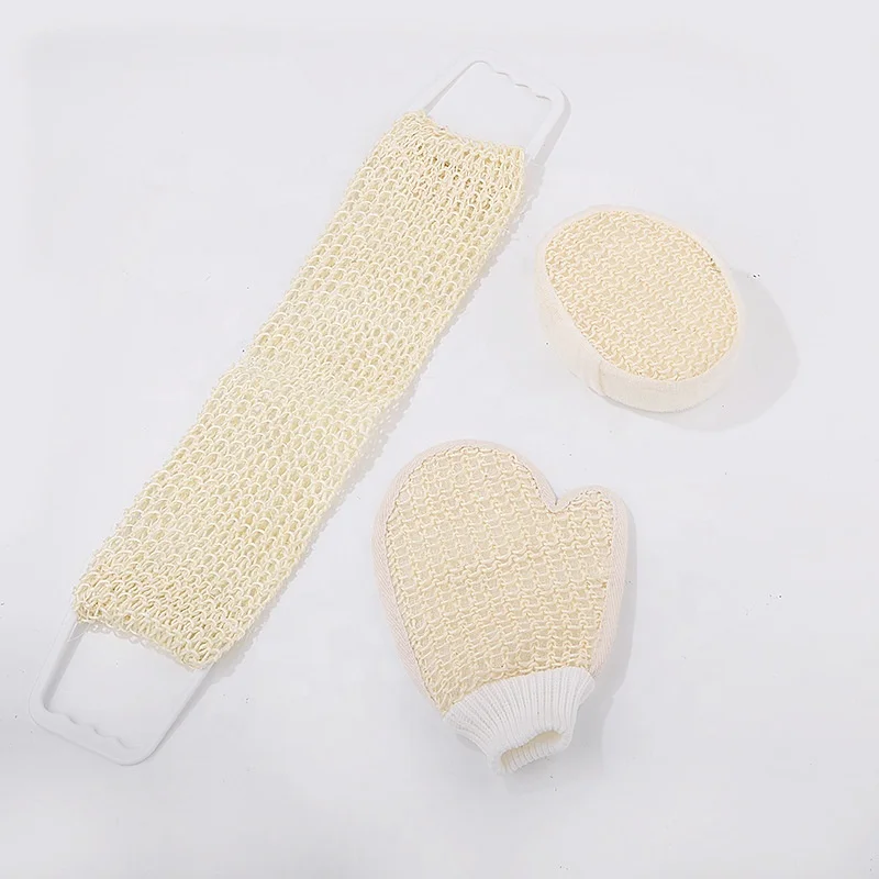 Natural Body Cleaning Brush Strip Belt Bath Dual Side Back Loofah Sponge Body Shower Back