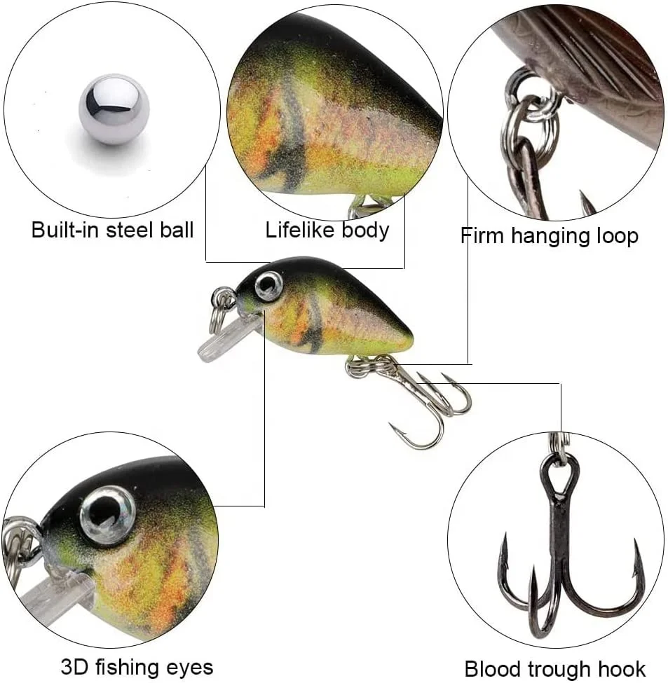 Fishing Lures Crankbaits Set Hard Bait Vib Lure Topwater Lures with Treble Hook Life-Like Swimbait Fishing Bait