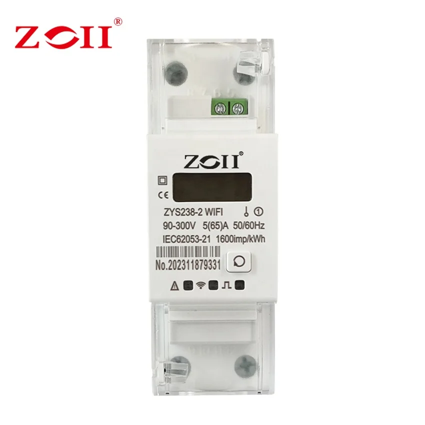 ZOII Electric OEM Tuya 5(60)A 110V 230V Single phase Din rail  WIFI smart energy meter Digital Electricity Meter TImer