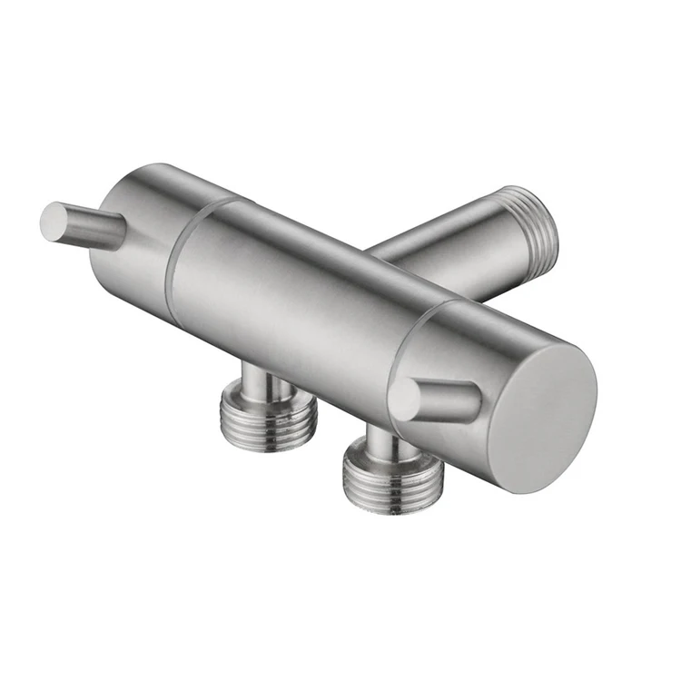 Modern 304 Stainless Steel Brushed Satin Double Handles Bathroom Companion with 2 Way Angle Valve Toilet Mate 1/2' Thread