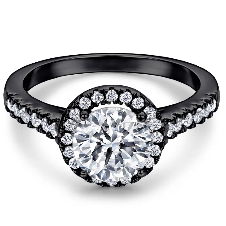 Custom Halo Rings Jewelry Women Gold Price Per Gram Black Gold 10/14/18k Wedding Gold Rings