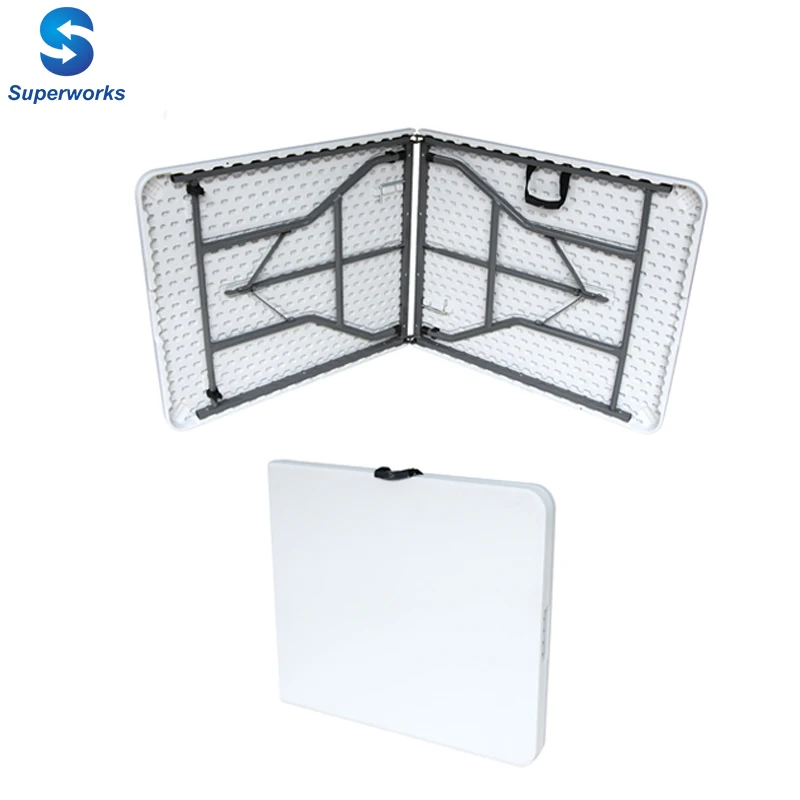 Folding Table, Indoor Outdoor Heavy Duty Portable Folding Square Plastic Dining Table w/Handle, Lock for Picnic, Party, Camping