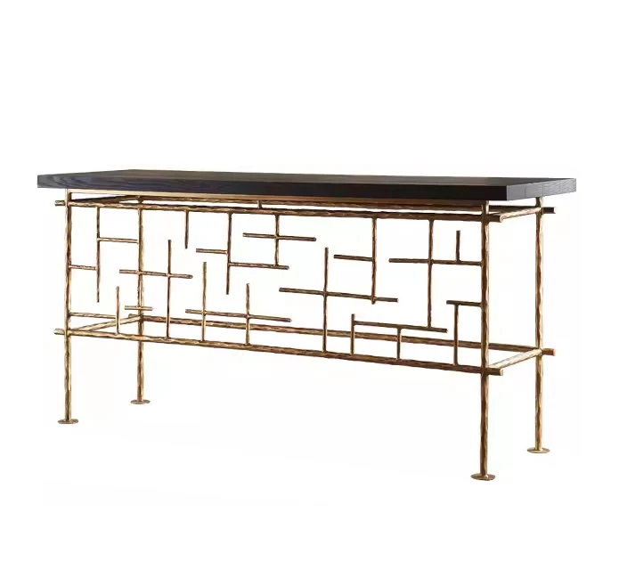 Nordic Industrial Silent Wind Handmade Forged Retro Bronze Iron Bar Desk Leader Bar Wall Standing Table