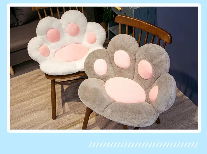 Cute Cat Paw Back Pillows Plush Chair Cushion Plush Seat Cushions for Home Sofa Mat Office Hotel Café Chair Seat Back Cushion