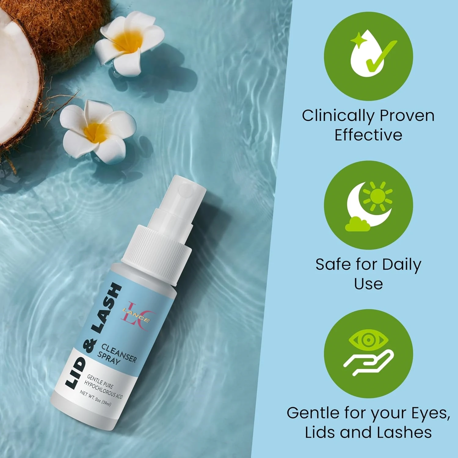 Private Label Eyelid Cleanser Kit Wholesale Cleansing Dirt Allergens Remove Cosmetics Hypochlorous Acid Spray Cotton Pads Set