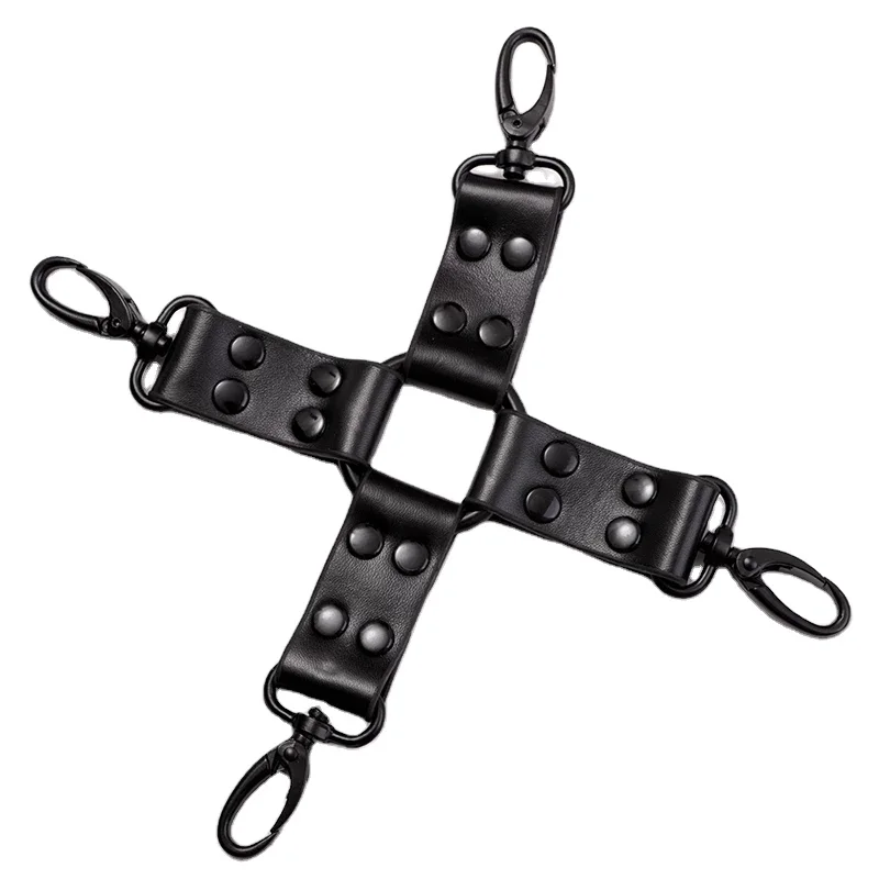 Sex Toys for Couples Adults Blackwolf Soft PU Leather Cross Belt for Handcuffs Anke Cuffs Bondage Restraints Sex Products BDSM