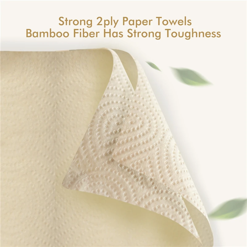 SDG label plastic free packaging unbleached unscented eco friendly bamboo pulp kitchen hand paper towel jumbo roll