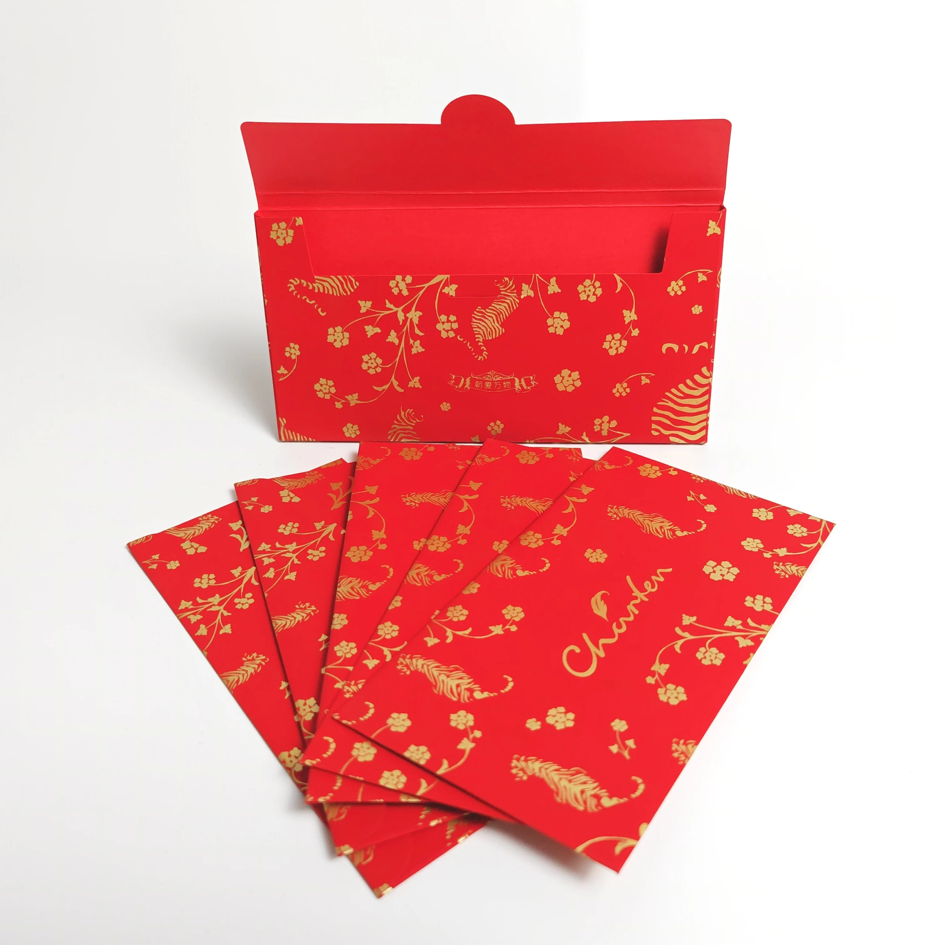 Wholesale lucky money gift envelope Chinese new year custom gold foil red packet