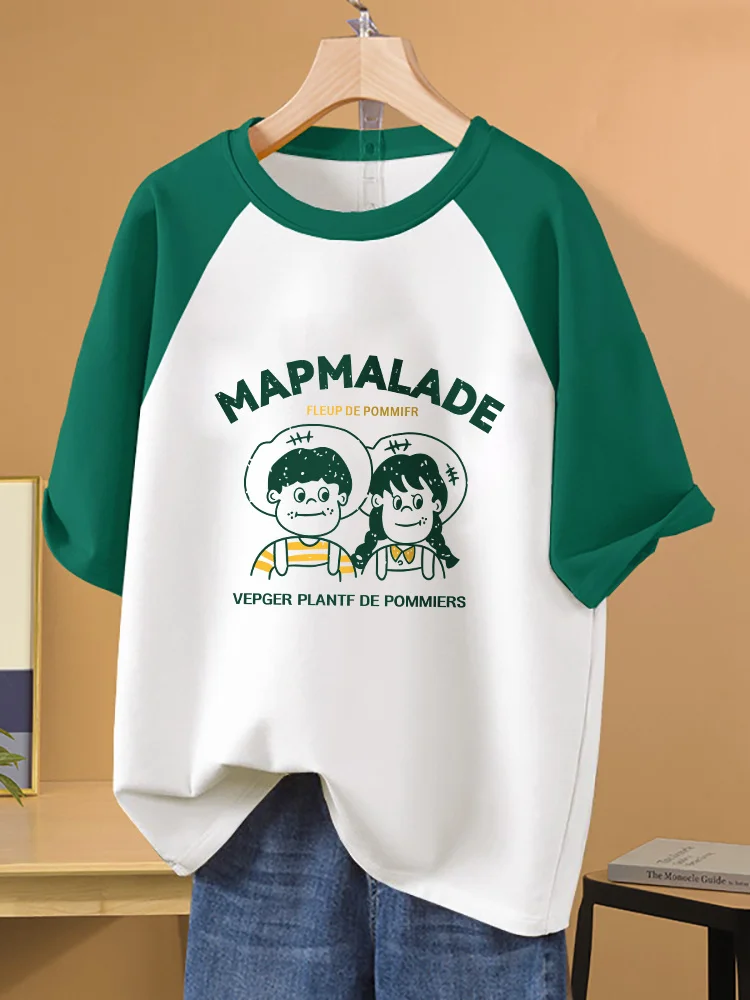 Printed Women's T-shirt Short Sleeved T-shirt, Round Neck, Polyester, Pure Cotton Knitted Longline Shirts for Women