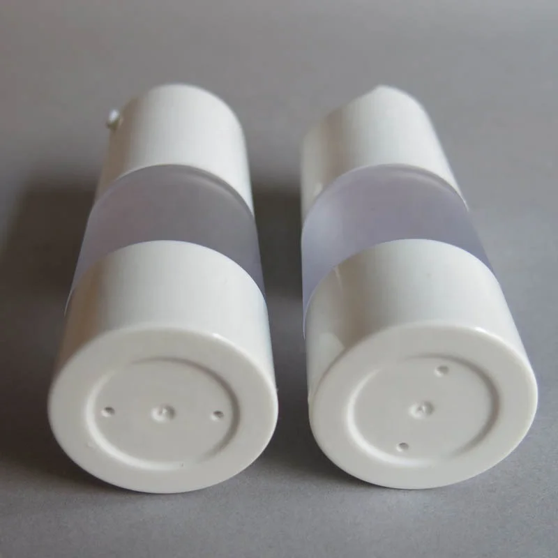 Wholesale 15ml 30ml 50ml empty travel mini vacuum clear frost round airless lotion cream plastic bottle for skin care