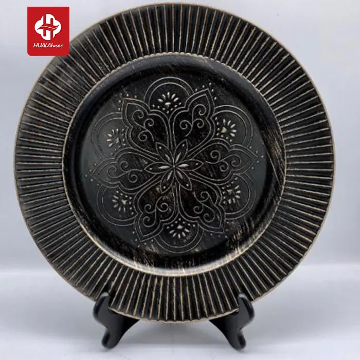 Antique Design Plastic Charger Plates Under Plate For Wedding Party