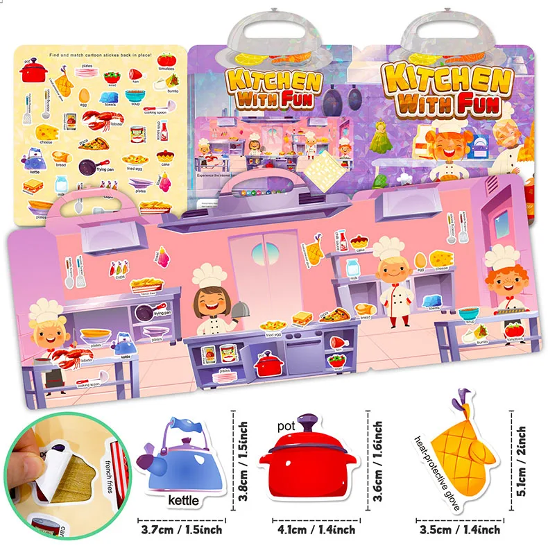 2024 Unisex Educational Waterproof Jelly Kitchen Cooking tool sticker DIY for Children scene display  Model sticker for kids