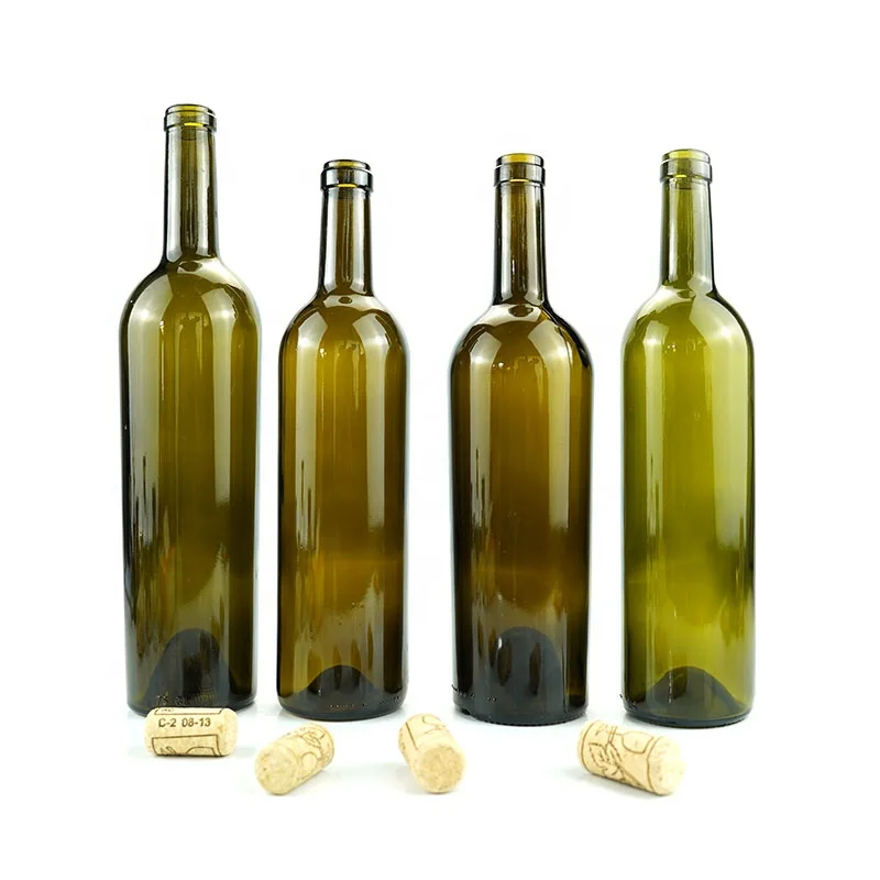 red wine glass bottle 750ml dark green color bottles for liquor with stopper lid and shrinkable film