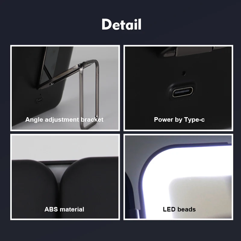 Custom Logo Desk Table With Light 3x 7x Magnifying Portable Tri Fold Led Makeup Trifold Mirror