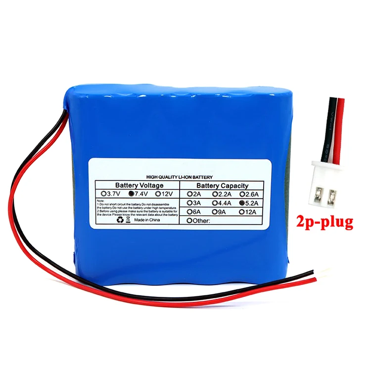 Li-ion battery pack 32.56wh 4400 4400mah 5000mah 6000mah icr18650 icr 18650 2S2P 7.4V 5200mah Lithium ion battery pack