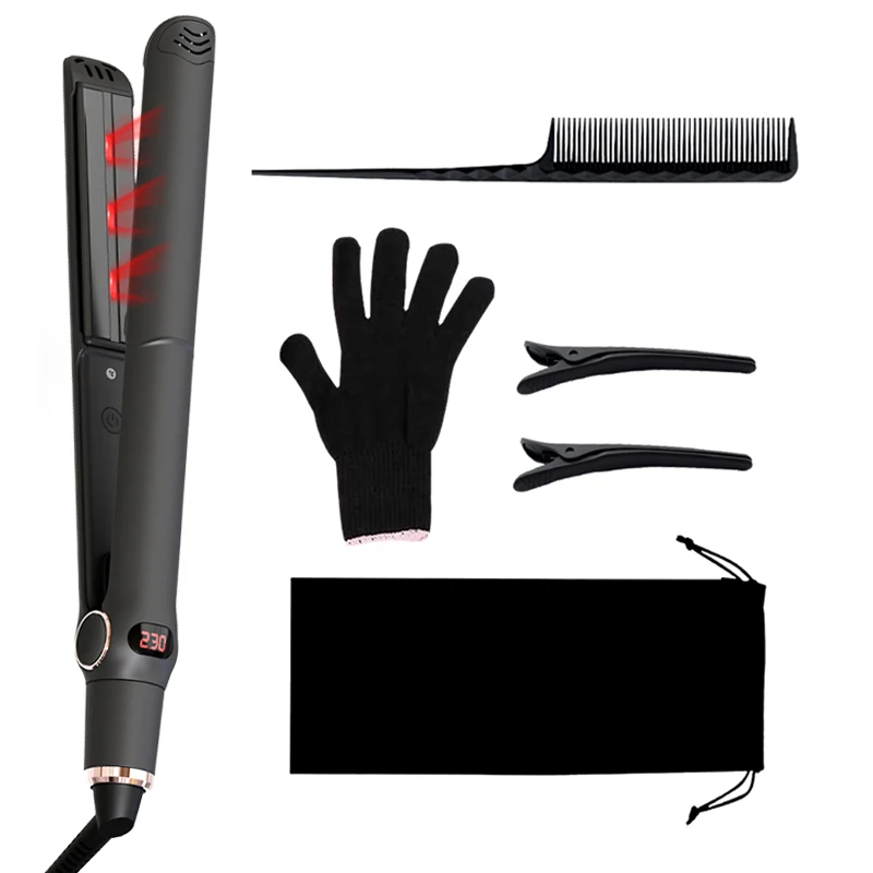 2021 Professional Wide Plate Titanium Irons 450 Degrees Straightening Flat Iron Pro Hairs Curler Ikonic 2 In 1 Hair Straightener