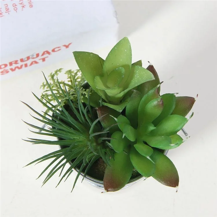 Best selling simple design plastic succulents flower cute pot plants faux mini succulents in tin pot