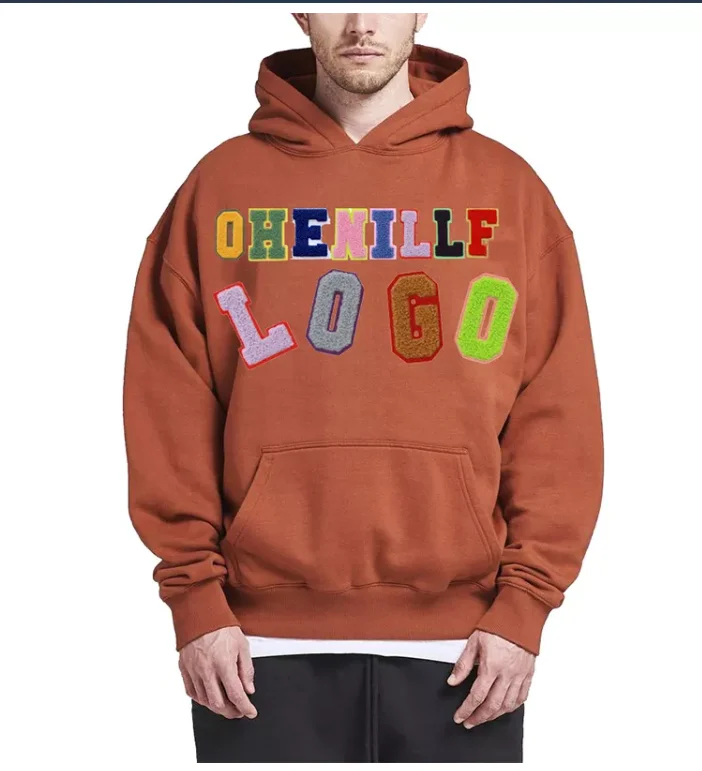 OEM Service 100% Cotton Fleece Pullover Hoodi For Men Women Custom Towel Embroidery Letter Print Sweatshirt Hoodie
