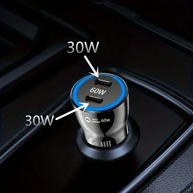 Универсальный ODM OEM QC3.0 двойной порт 12/24 В автомобильные аксессуары Мини Usb C 60 Вт новое автомобильное зарядное устройство 2025