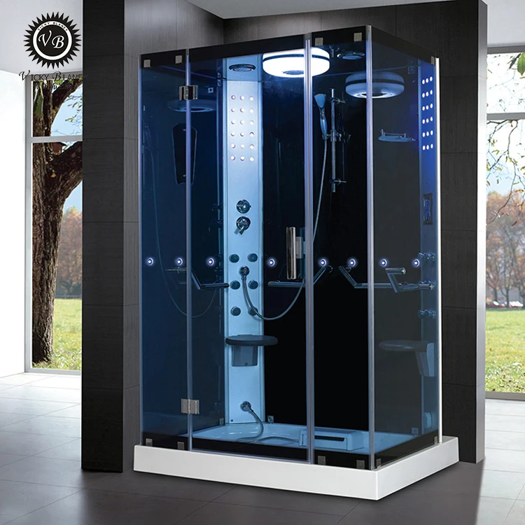 Transparent glass luxury steam sliding door  shower rooms with faucet with  massage shower enclosure