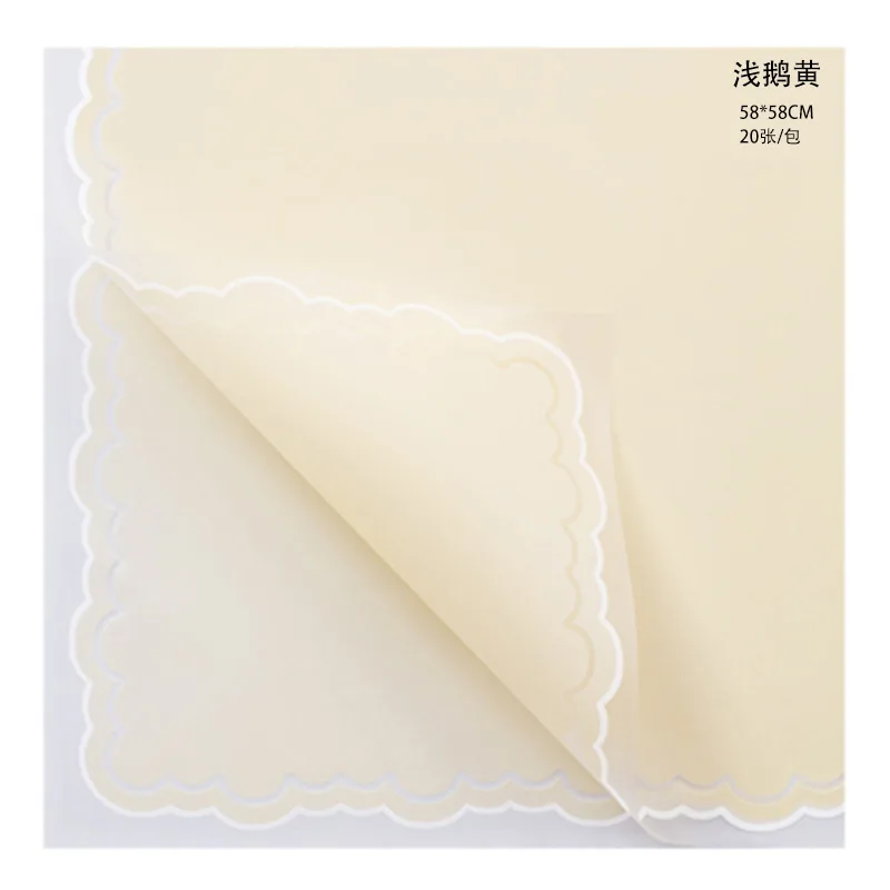 58x58cm flower wrapping paper small handkerchief jelly film lace edge mist paper waterproof bouquet wrapping paper